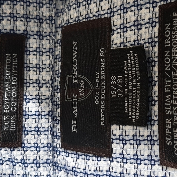 Mens Dress shirt Size Medium Super Slim Blue/white color collar size 15 - Picture 4 of 14